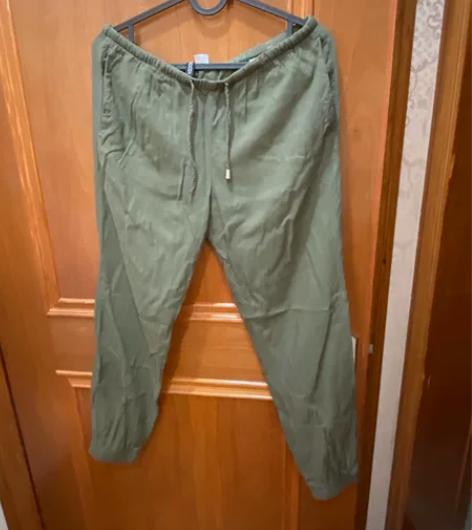 hm军绿色棉麻裤，165/68A超级舒服全...