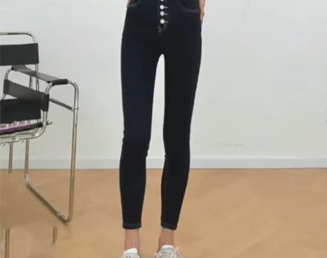 点名自留 加强显瘦显高法式复古高腰牛仔裤 ...