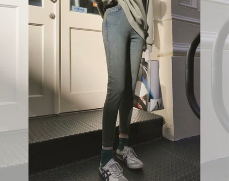 张大奕 基础款百搭高腰显瘦 水洗复古牛仔长...