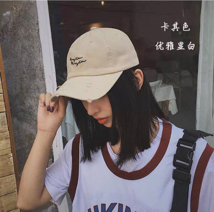 做旧复古百搭棒球帽女潮牌韩版鸭舌帽显脸小破...