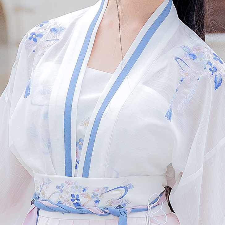 重回汉唐景柔吊带内搭传统绣花原创设计汉服女...