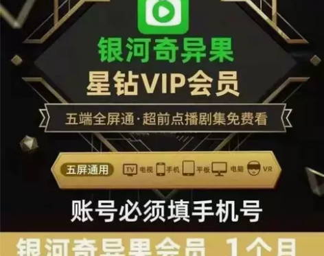 爱奇艺银河奇异果 电视端星钻会员月卡季卡年...