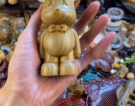 阿根廷暴力熊绿檀木雕客厅实木摆件装饰积木熊...