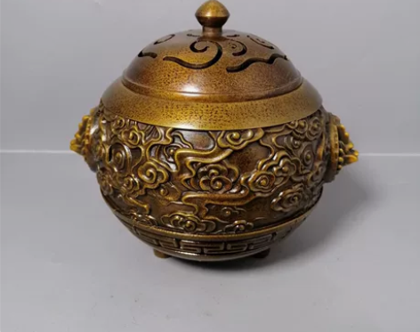 古玩铜器收藏，熏香炉，工艺精湛 材质：鎏金...