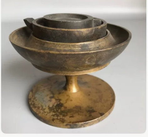 仿古紫铜倒流香炉 古玩铜器 收藏转运磨盘香...