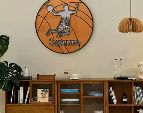 #玄关装饰画 潮流圆形玄关装饰画篮球NBA...