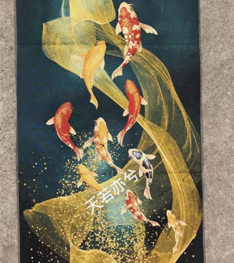 九鱼图刺绣织锦画，全新，高价买的，现在闲置...