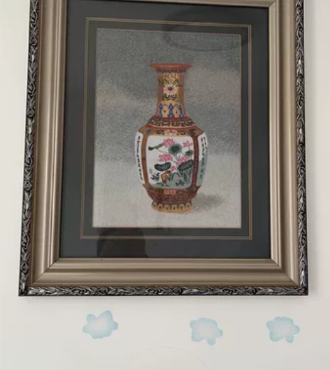 不要看背景，刺绣画，保存特别好，请忽略背景...