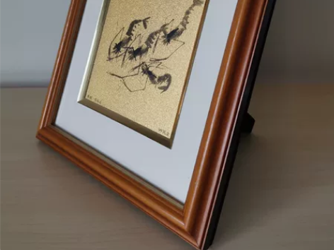 齐白石 群虾画 99纯金摆件 艺术品 工艺...