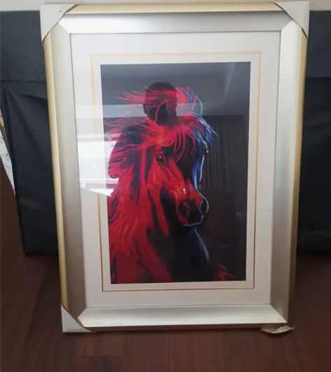 刺绣画，家庭软装，汗血宝马，宽60cn 高...