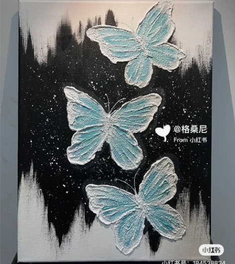 刮刀肌理装饰画??客厅装饰画??手绘石英砂...
