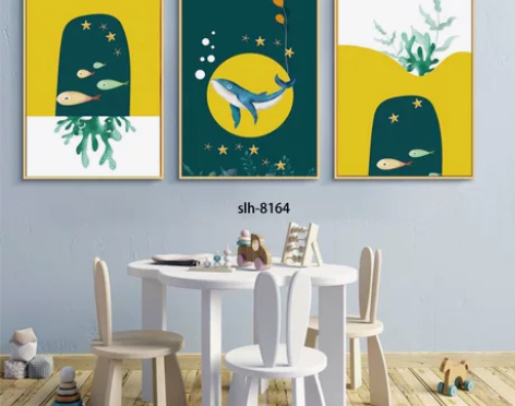 现代客厅装饰画北欧简约创意卡通动物几何色块...