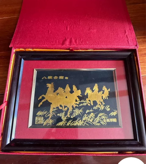 金画浮雕 工艺品 摆放 金马奔腾 寓意好 ...