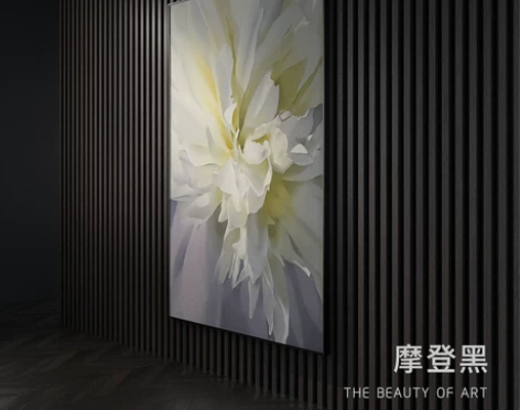 纯手绘轻奢装饰画百合花小清新客厅玄关房间走...