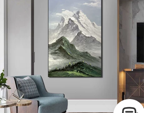 手绘玄关走廊落地画抽象背有靠山装饰画 作品...