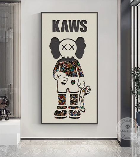 kaws玄关挂画轻奢高档暴力熊积木装饰画客...