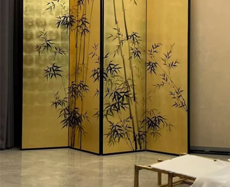 客，返图，很满意的金箔竹子画。工厂直销纯手...