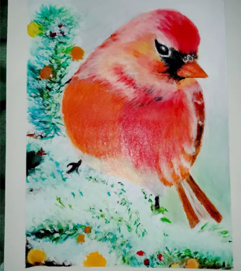 贺卡礼物装饰画油画绘画 雪松小肥啾，油画棒...