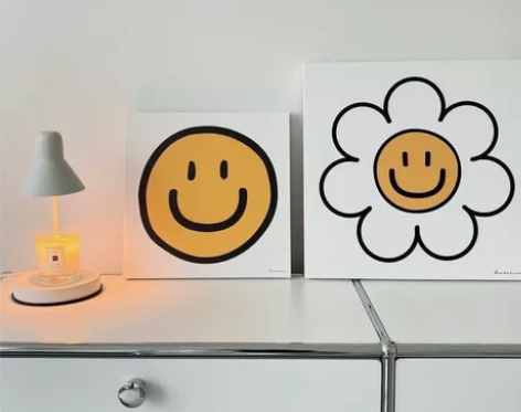 【真的很好看】北欧装饰画摆画太阳花笑脸小清...