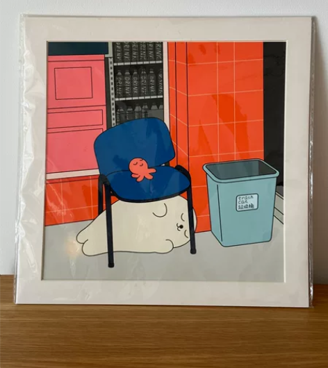 王XX版画海豹和小章鱼有塑封正品 线下店买...
