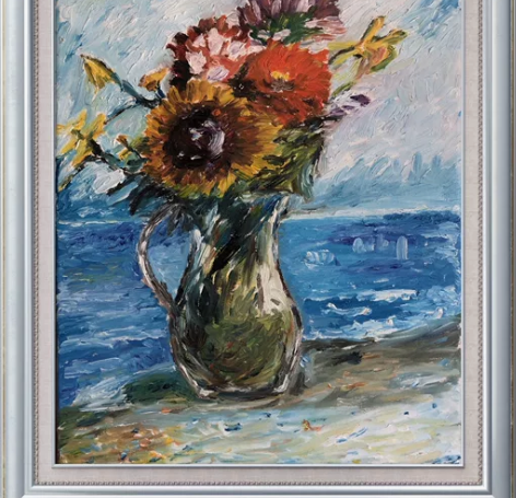 油画,本人临摹作品,厚涂,色彩亮丽。 尺寸...