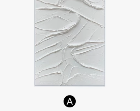 手绘油画现代简约抽象纯白色厚肌理装饰画 感...