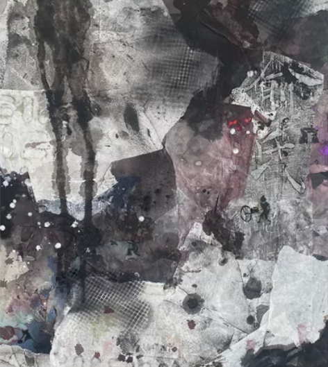 水性材料抽象拼贴画 无装裱 80100cm...