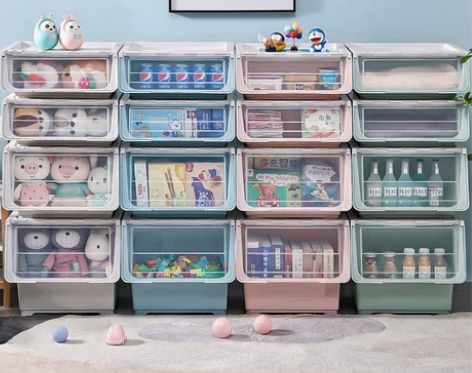 特大号儿童玩具收纳箱有盖前开式宿舍整理箱零...