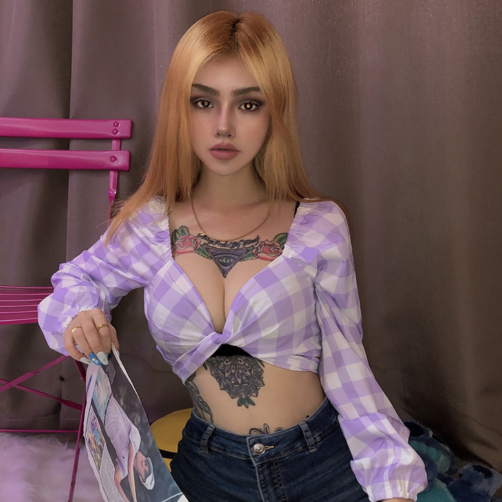 KLIOU 欧美Instagram性感格子...