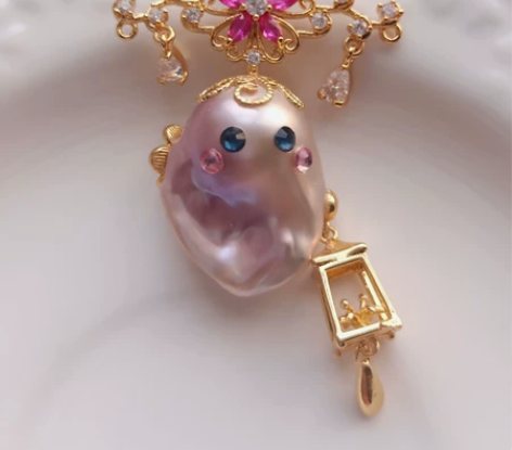 天然巴洛克珍珠阿飘小仙女款，独家设计纯手工...