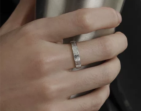 《老人与海》S925银戒指男潮ins小众设...