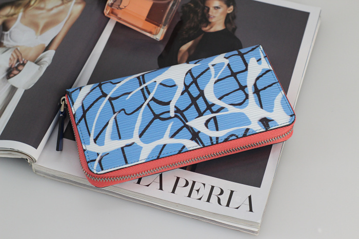 大屋包铺*长款钱包水波纹真皮新款女士201...