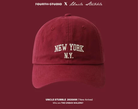 胡茬叔叔红色帽子酒红色棒球帽枣红色复古软顶...