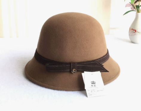 羊毛帽子女冬天圆顶小礼帽百搭时尚小檐渔夫帽...