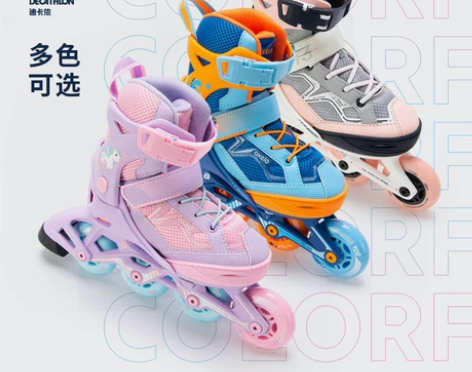 迪卡侬溜冰鞋儿童男女3-5-6-8-10岁...