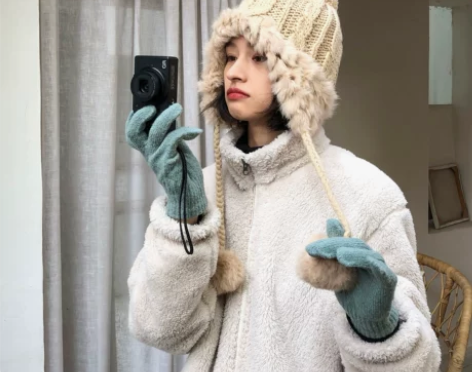 秋冬季毛线帽女韩版可爱毛球护耳帽雷锋帽冬天...