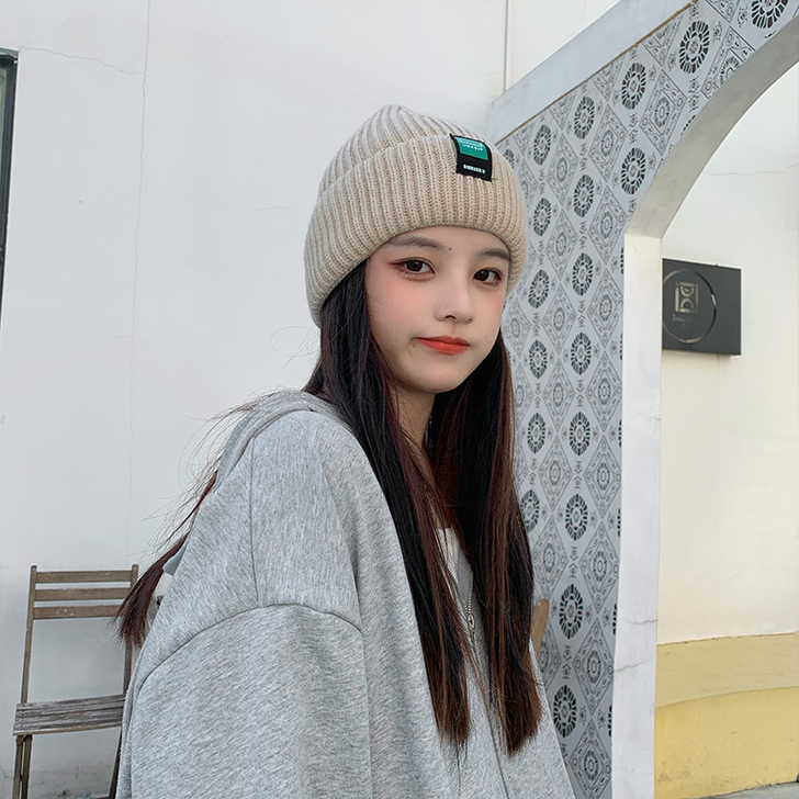 显脸小日系保暖高密度毛线帽子韩版女秋冬潮百...