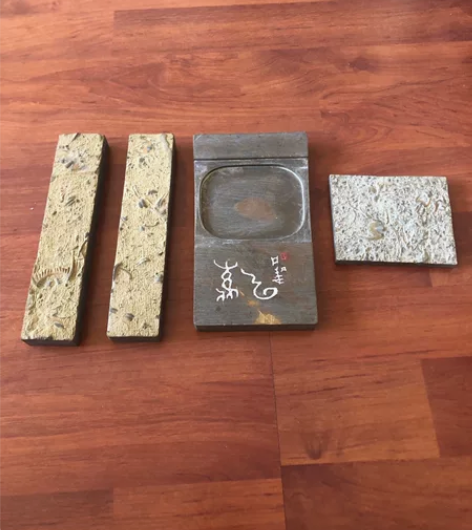 燕子石三叶虫化石砚台镇纸 天然化石切割，有...