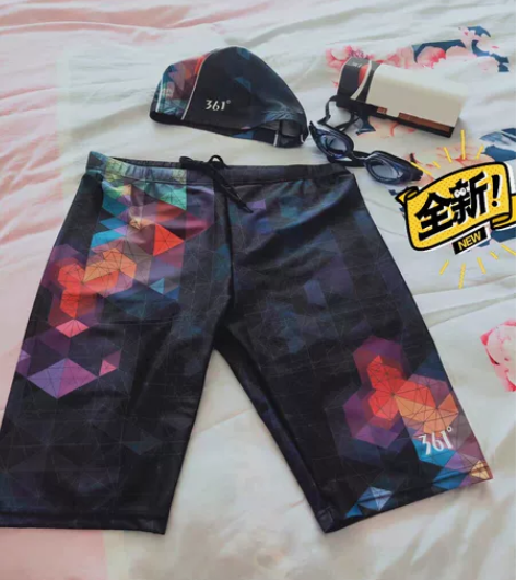 361度泳裤男款大码宽松五分裤平角温泉男士...