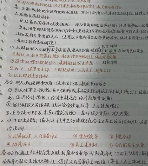 高中政治手写课堂笔记（2021届高考毕业生...
