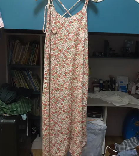 玫瑰碎花吊带连衣裙 均码，9新，专柜入，那...