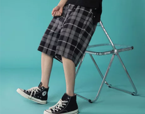 【狂欢价】胖mm格子短裤女夏宽松直筒港味五...