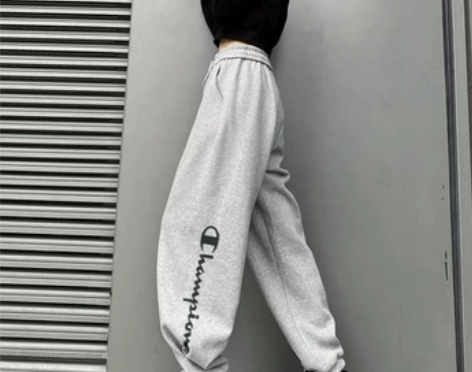 日本代购冠军裤子女加绒加厚冬季卫裤情侣款宽...