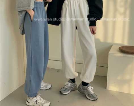 运动裤女加绒加厚卫裤韩版宽松束脚裤子秋冬季...