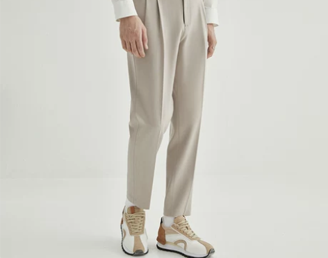 2022年春秋新款垂坠感双褶休闲西裤男士高...