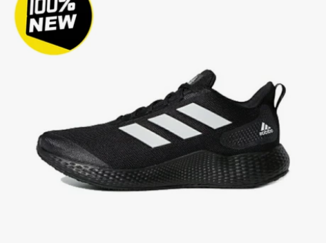 全新阿迪男款黑色运动鞋跑步鞋休闲鞋网面鞋全...