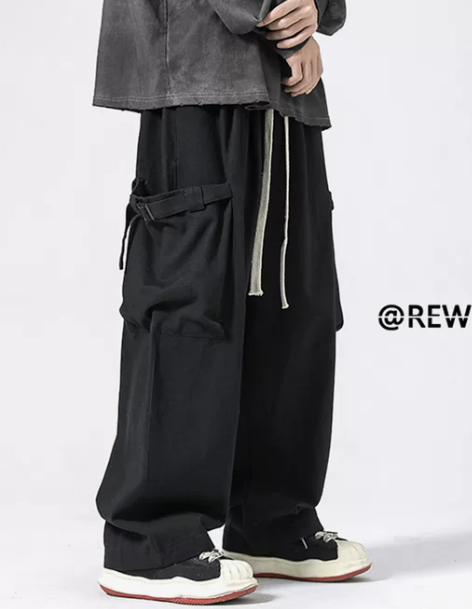 日系复古宽松阔腿工装裤男潮牌嘻哈高街cit...