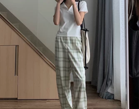 Neee格子裤女夏季2022年新款复古显瘦...