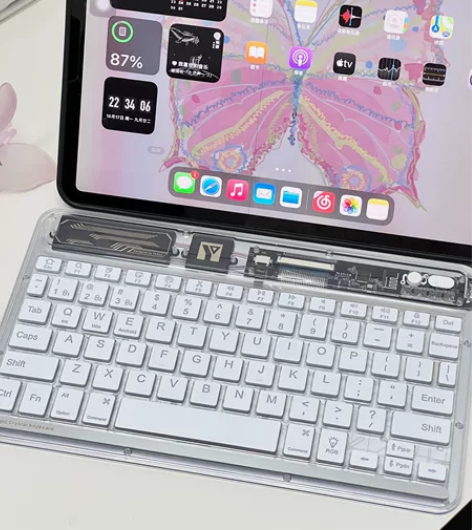 益博思透明无线ipad蓝牙键盘多系统设备切...
