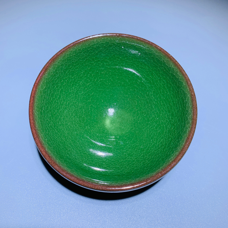 新品 翡翠绿柴烧建盏主人杯  口径9高4.6